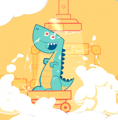 Character Animation: Banco Azul – Pinino version Dinosaurio