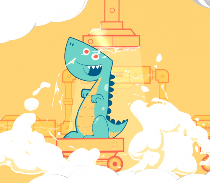 Character Animation: Banco Azul – Pinino version Dinosaurio